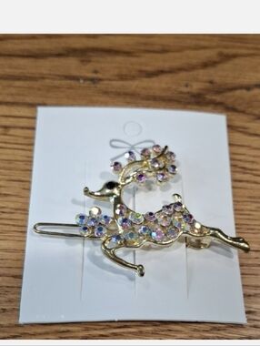 Elegant Irredescent & Gold Reindeer Barette